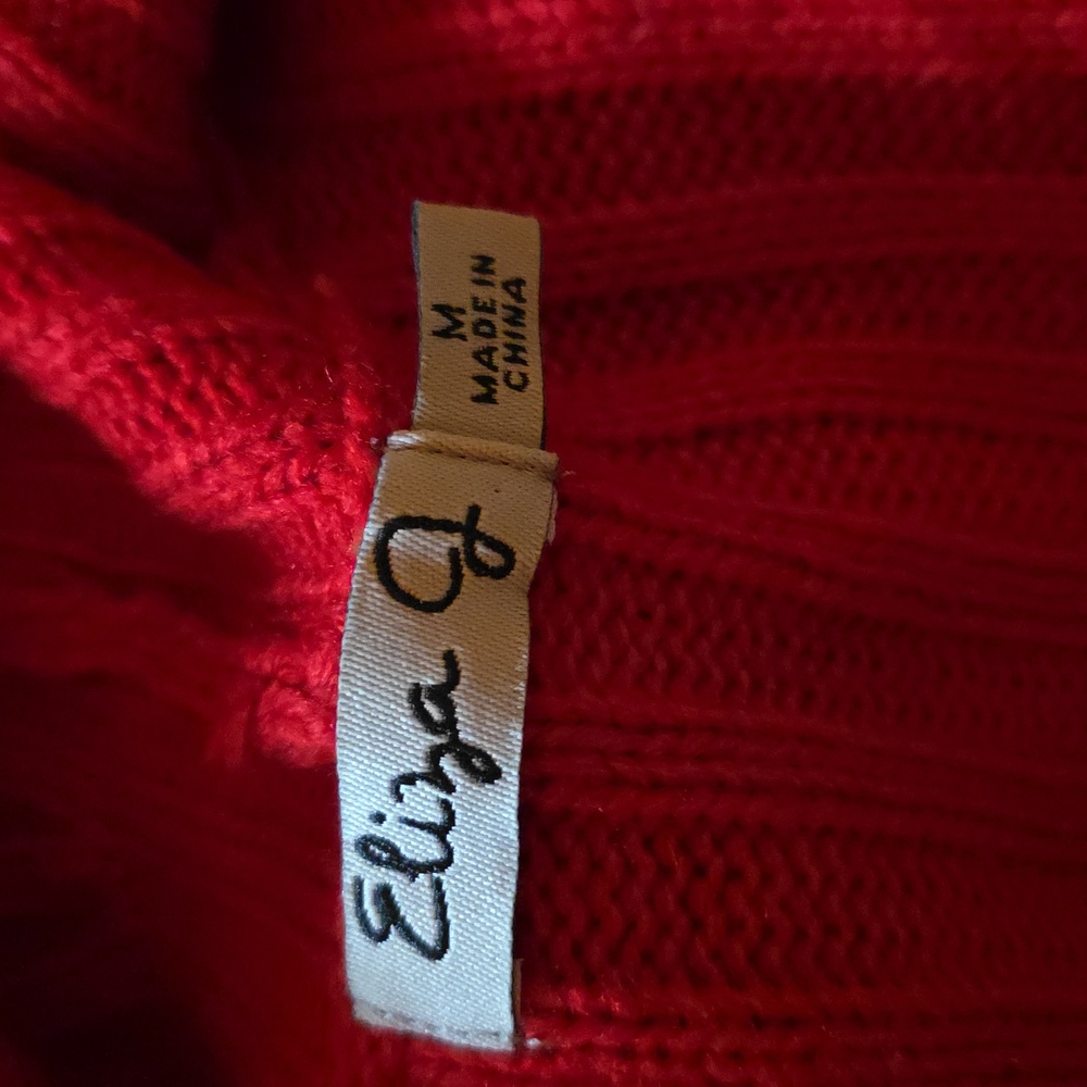 Eliza J Red sweater dress fit and flare Midi cowl neck size M - Picture 5 of 9